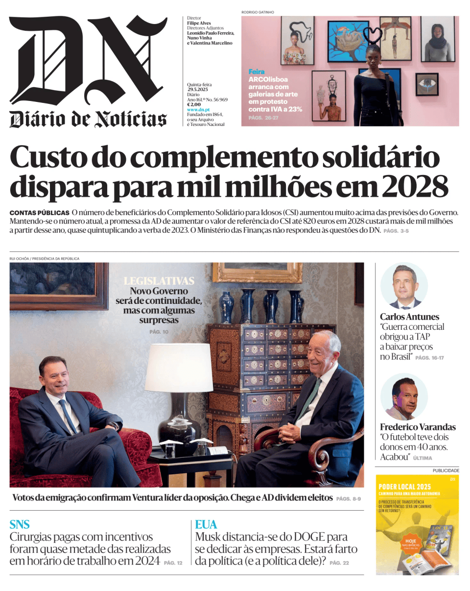 Prima-pagina-Diario de Noticias-edizione-di-oggi-20250529